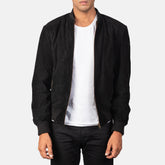 Vegel Black Suede Bomber Jacket